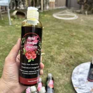 Wild herbal hair oil with 17+ natural herbs, cold extracted, no heat used